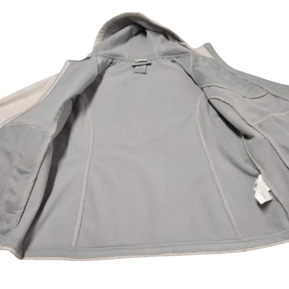 Free Country Women's Hooded Beige Gray Pattern Full Zip Fleece Lined Pockets S - Picture 4 of 7